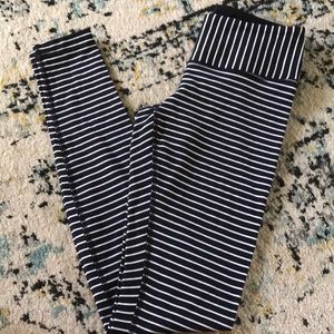 Lululemon black and white stripe leggings
